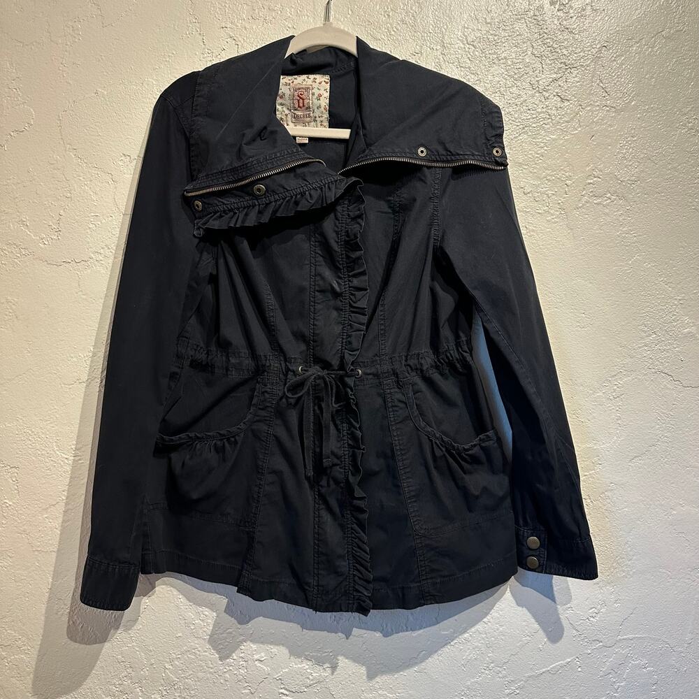 Decree Size Large Black Jacket Cotton Ruffles Zipper Buttons Whimsygoth
